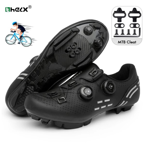 Zapatillas de ciclismo con tacos para hombre y mujer, calzado deportivo de carbono para bicicleta de montaña, SPD, calzado de Ciclismo de Carretera, 2023