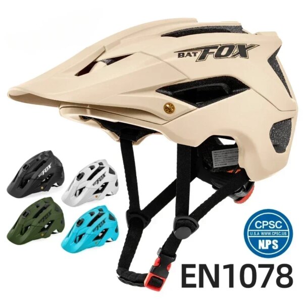 BatFox-casco de ciclismo ultraligero para hombre, casco de bicicleta de montaña, moldeado integralmente, gorra de seguridad de conducción