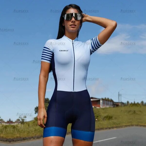 GRSRXX Pro Team-Conjunto de mono de triatlón para mujer, conjunto de Jersey de Ciclismo, mono de manga corta, Macaquinho Ciclismo femenino, conjunto de bicicleta