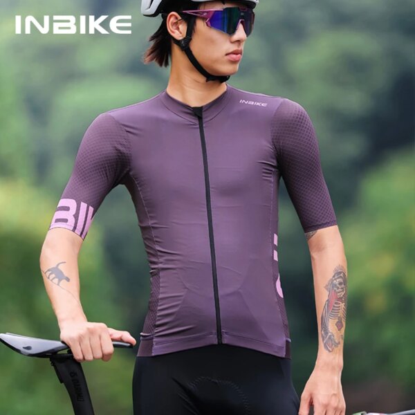 INBIKE Jersey de manga corta para hombre, ropa profesional de verano para MTB para hombre, camisetas de secado rápido para bicicleta de montaña y carretera con 3 bolsillos