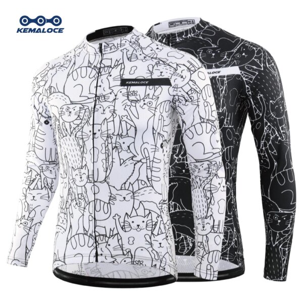 KEMALOCE-Camiseta de ciclismo de manga larga para hombre y mujer, camiseta blanca para ciclismo de montaña, ropa de equipo para bicicleta de montaña, ropa de ciclismo Premium 2023