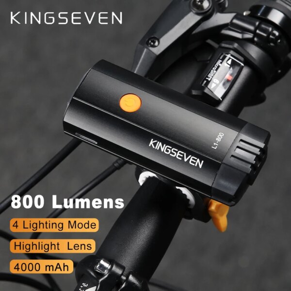 KINGSEVEN, luz de bicicleta de 800 lúmenes, carga USB, faro delantero Led para bicicleta, linterna para ciclismo, accesorio de seguridad para montar en bicicleta