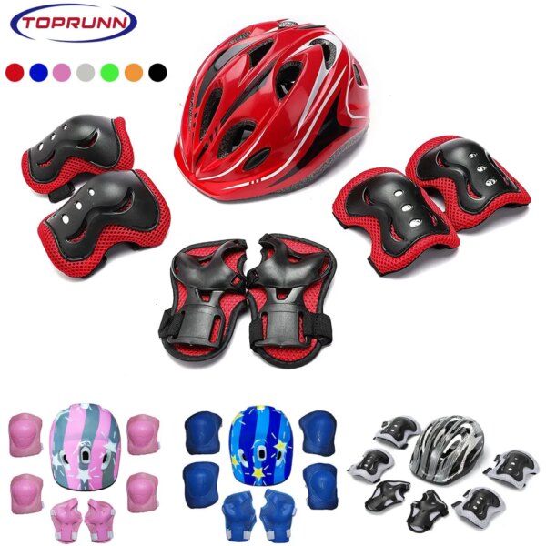 Casco de bicicleta para niños, rodilleras, coderas, muñequeras, casco para niños pequeños con equipo de protección, para bicicleta, ciclismo, monopatín, patinaje