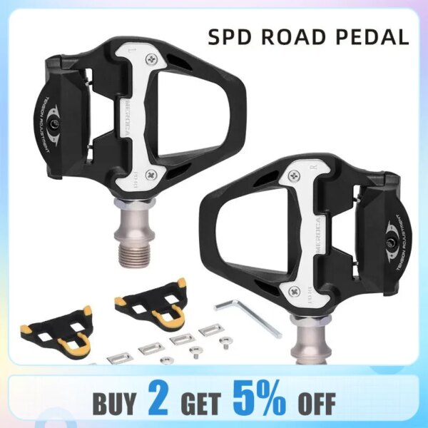 MEROCA-Pedal de bloqueo para bicicleta, Pedal de bloqueo automático con rodamientos sellados, pieza de bloqueo para sistema SPD, Pedal ultraligero para bicicleta de carretera