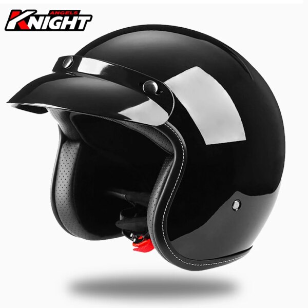 Casco de motocicleta Retro Casco Moto 3/4 Casco de cara abierta Rider Chopper medio Casco Capacete aprobado por DOT cuatro estaciones