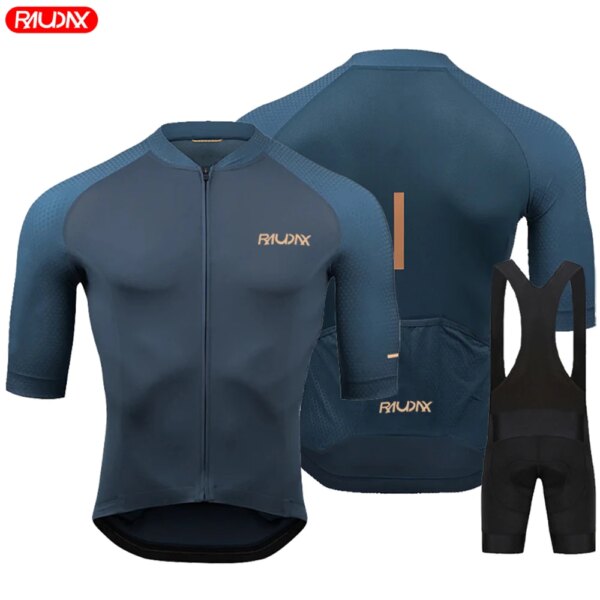 Raudax equipo 2023 hombres de verano de manga corta Ciclismo Jersey conjunto MTB Maillot Ropa Ciclismo Ropa de bicicleta Ropa de Ciclismo transpirable