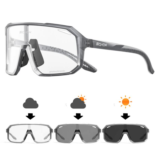 SCVCN Gafas de sol de ciclismo, gafas fotocromáticas para hombres, sol, bicicleta de montaña, bicicleta de carretera, gafas de ciclismo, gafas deportivas UV400 MTB