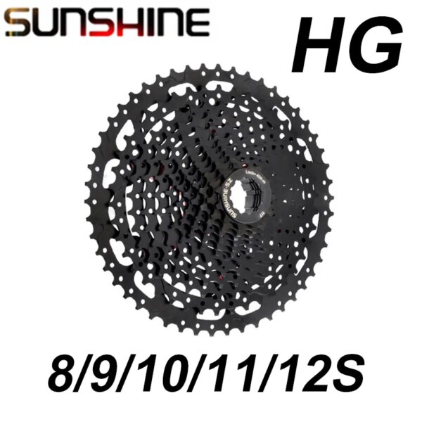 SUNSHINE-Cassette negro para bicicleta de montaña, rueda libre 8S, 9S, 10S, 11S, 12S, 11V, 12V, 42/46/50T, 52T, para buje M5100 M6100 SRAM HG