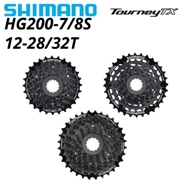 Shimano TOURNEY TX HG200 CS 7 8 piñón de Cassette de velocidad CS-HG200 7s 8S 8v 7v 12-28T 12-32T cadenas de bicicleta de montaña MTB 32T 28T