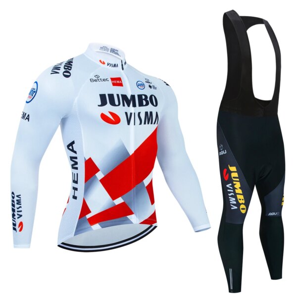 Equipo Jumbo Visma 2022 Conjunto de Jersey de Ciclismo para hombre Francia Tour Ropa de invierno de manga larga bicicleta chaqueta térmica traje MTB Ropa Ciclismo