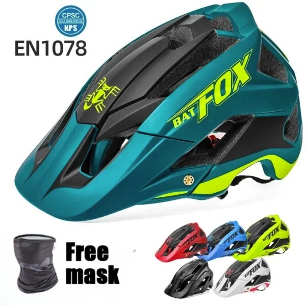 Casco de bicicleta de montaña ultraligero Batfox DH Downhill MTB casco de ciclismo de bicicleta moldeado integralmente visera de sol gorra de seguridad para hombres