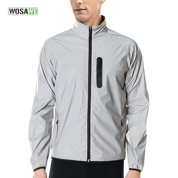 WOSAWE chaqueta de ciclismo cortavientos reflectante noche brillante correr impermeable MTB bicicleta chaqueta altamente Visible