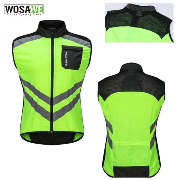 WOSAWE-chaleco reflectante para ciclismo, chaleco de seguridad para correr a prueba de viento, chaleco para motocicleta, ropa para bicicleta de montaña, chaqueta sin mangas