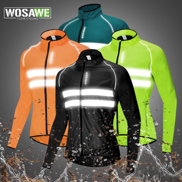 WOSAWE-cortavientos para ciclismo para hombre, abrigo de manga larga para bicicleta de montaña, resistente al agua, para deportes al aire libre, chaqueta para bicicleta, ropa de ciclismo