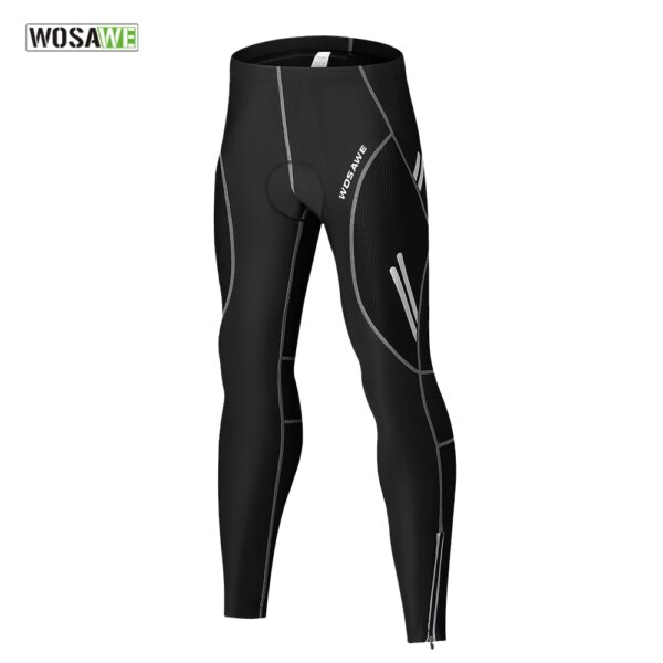 WOSAWE, mallas de ciclismo para hombre, pantalones para bicicleta, pantalones transpirables deportivos sólidos negros para bicicleta de montaña, pantalones de ciclismo para bicicleta de carretera MTB