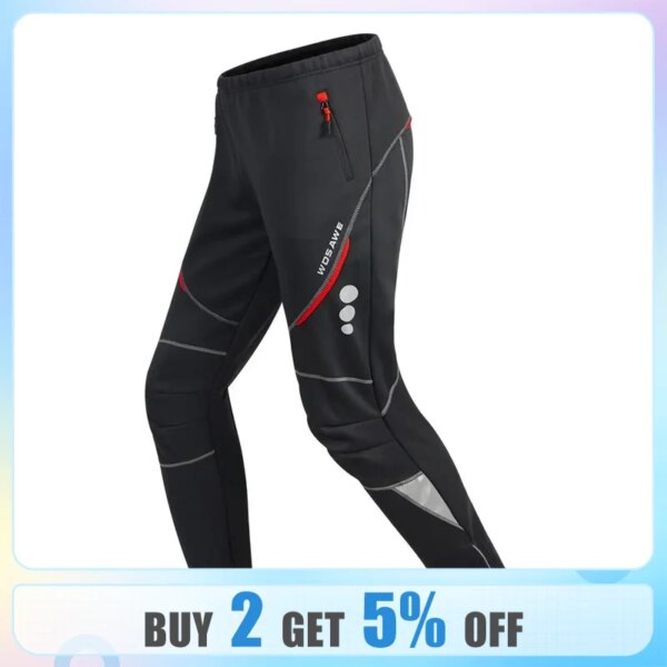 WOSAWE pantalones de ciclismo de invierno, pantalones térmicos cálidos de lana para ciclismo, pantalones a prueba de viento para montar en bicicleta MTB, bicicleta de carretera, correr, senderismo