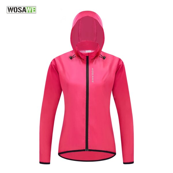 WOSAWE-Chaqueta de ciclismo con capucha para mujer, abrigo cortavientos para bicicleta, repelente al agua, cortavientos reflectante para correr, montar y senderismo