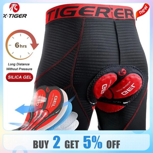 Pantalones cortos de ciclismo X-TIGER, ropa interior de ciclismo de malla transpirable, almohadilla de Gel a prueba de golpes, pantalones cortos para bicicleta de montaña, triangulación de envíos, ropa interior para bicicleta