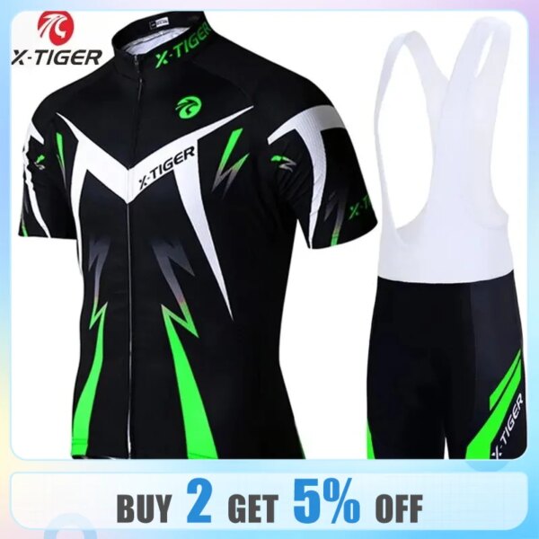 Conjunto de Jersey de ciclismo profesional X-TIGER, ropa de bicicleta para hombre, ropa de verano de secado rápido para montar en bicicleta, accesorios de traje Anti-UV