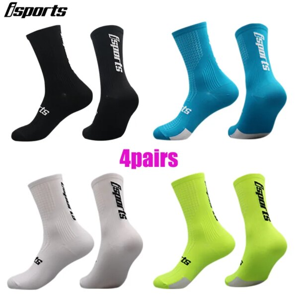 Isports 4 pares de calcetines de compresión para deportes nuevos para hombre, calcetines profesionales para bicicleta de montaña y carreras, calcetines de ciclismo para hombre