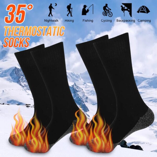 1/2 pares de calcetines autocalentables de invierno para hombres y mujeres calcetines térmicos calentados calcetines elásticos antideslizantes calcetines de tubo de esquí al aire libre calentador de pies