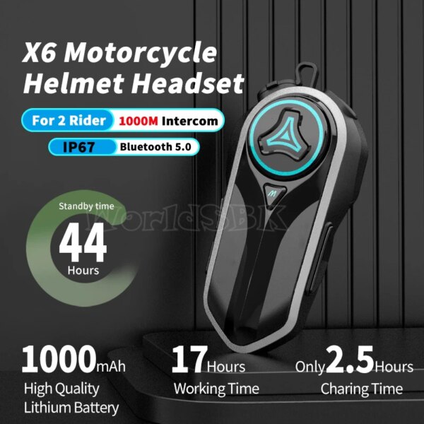 1/2 Uds Bluetooth Intercomunicador para casco de motocicleta auriculares para 2 jinetes 1000M Intercomunicador Moto interfono inalámbrico llamada con manos libres