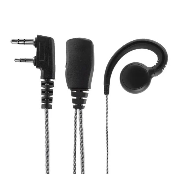 Auricular de 1,2 m, auricular giratorio 180 de 2 pines con gancho para la oreja con micrófono PTT para Radio bidireccional Walkie Talkie Para Kenwood Motorola Boafeng