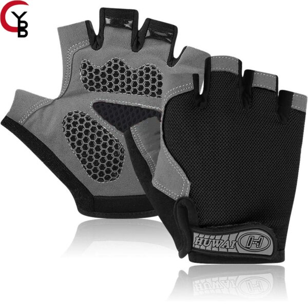 1 par de guantes de ciclismo para hombres y mujeres, guantes de medio dedo para bicicleta de carretera MTB, guantes antideslizantes que absorben los golpes para deportes al aire libre