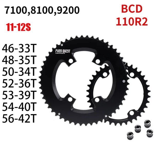 Plato doble redondo 110bcd para bicicleta de carretera Shimano 105 R7100 UT R8100 DA R9200 Di2 52 36T 53 39T 54 40T 50 34 48 35 46-33T