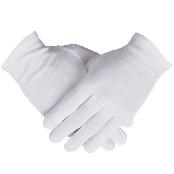 12 pares de guantes blancos de algodón para manos secas, guantes de trabajo para inspección de eczema hidratantes, guantes de tela elásticos lavables