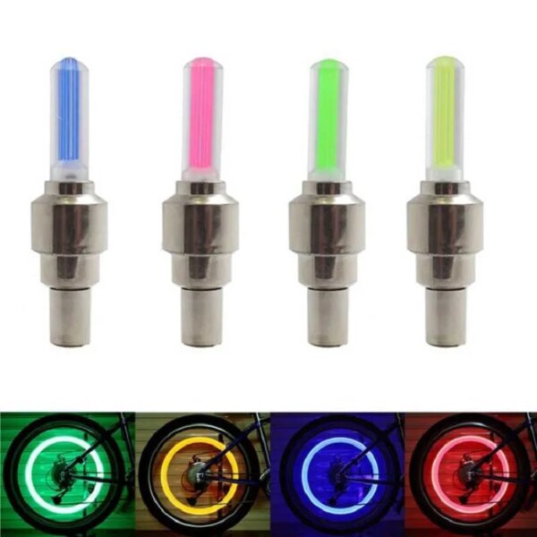 Luces LED para bicicleta, tapa de válvula de neumático, linterna, válvula de aire para neumático de motocicleta, radios de rueda, accesorios ligeros para bicicleta, 2 uds.