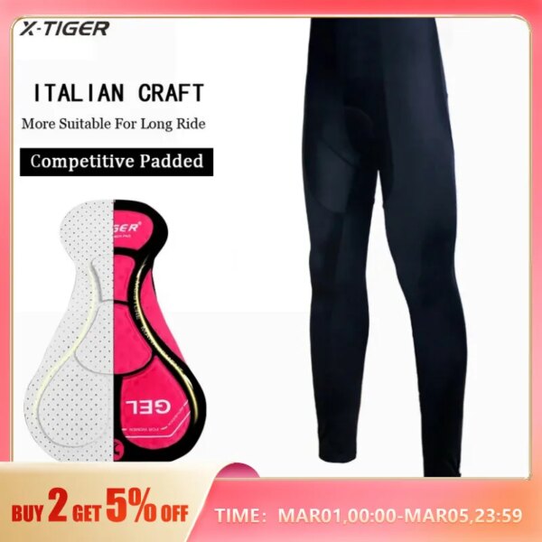 Pantalones de ciclismo x-tiger, pantalones de ciclismo Coolmax para primavera y otoño, pantalones de ciclismo profesionales con almohadilla de Gel 5D negros, pantalones de Lycra