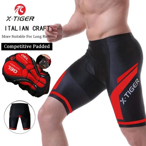 Pantalones cortos de ciclismo X-TIGER para hombre, ropa para bicicleta con almohadilla de Gel, pantalones antideslizantes para bicicleta de montaña y carretera, pantalones cortos para bicicleta, ropa de verano