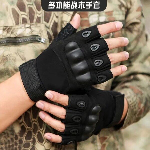 Guantes de medio dedo para hombre, guantes tácticos militares para exteriores, guantes deportivos para tiro, caza, Airsoft, guantes para ciclismo y motocicleta