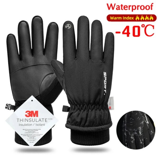 Guantes de ciclismo impermeables para hombre, para deportes al aire libre, correr, motocicleta, esquí, pantalla táctil, guantes de lana, antideslizantes, cálidos, dedos completos