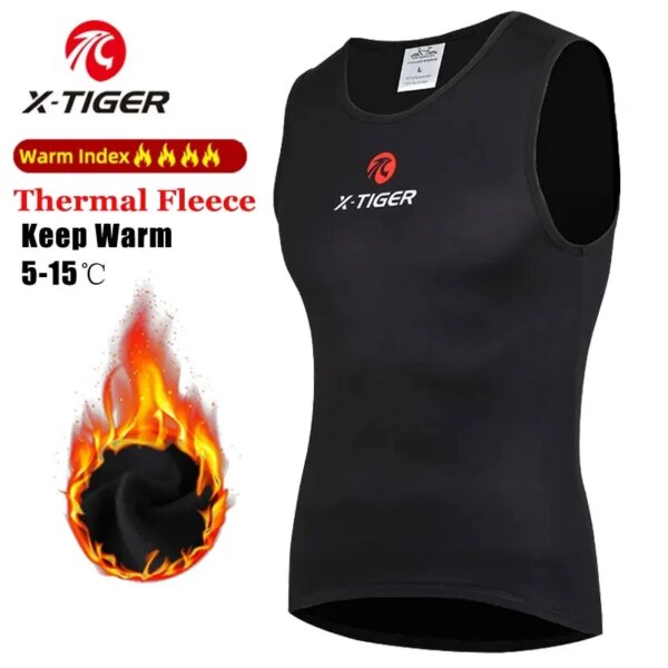 X-TIGER de invierno para ciclismo, capa Base sin mangas de lana, camisetas deportivas para bicicleta, camisa, ropa interior cálida para bicicleta, mantiene el calor