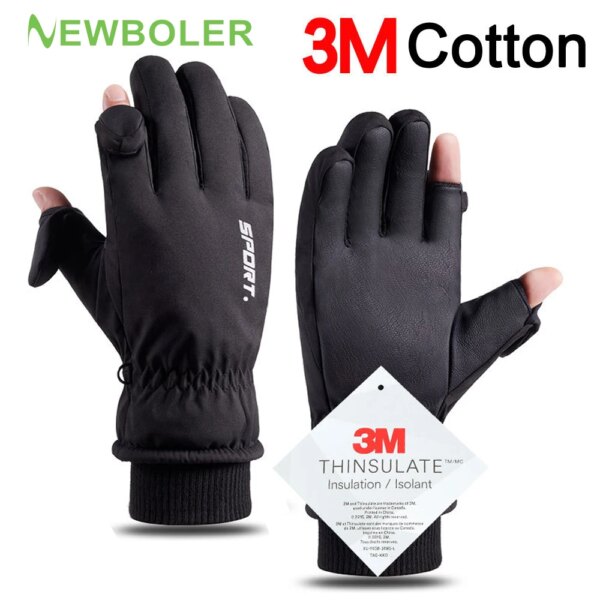 Guantes de ciclismo impermeables para hombre, para deportes al aire libre, correr, motocicleta, esquí, pantalla táctil, guantes de lana, antideslizantes, cálidos, dedos completos