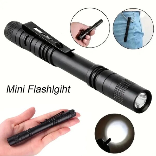 Minilinterna portátil de bolsillo con luz LED, Linterna de mano ultrabrillante de altos lúmenes, para acampar, emergencia al aire libre, 1 ud.