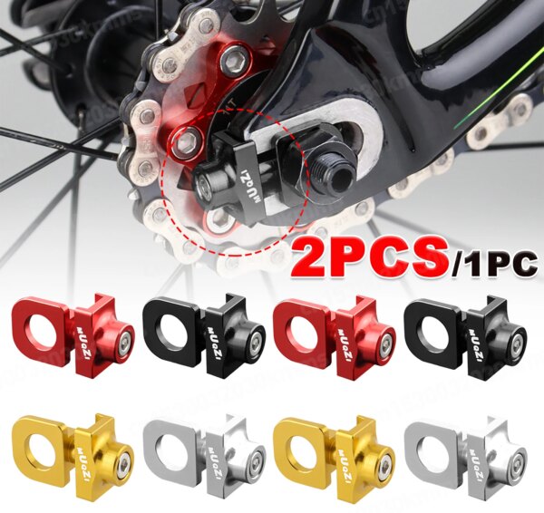 2/1PCSBicycle Ajustador de cadena tensor sujetador de aleación de aluminio perno para BMX bicicleta Fixie marcha única bicicleta perno tornillo ciclismo