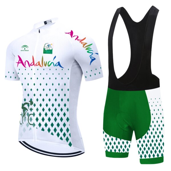 2012 Equipo Andalucía Verano Ciclismo Jersey Set 20D MTB Uniforme Ropa de bicicleta Ropa de bicicleta de secado rápido Ropa ciclismo Gel pad