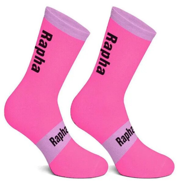 Calcetines de ciclismo Rapha a rayas de 4 colores para hombre y mujer, calcetines de compresión resistentes al desgaste para bicicleta de carretera, novedad de 2021, color rosa