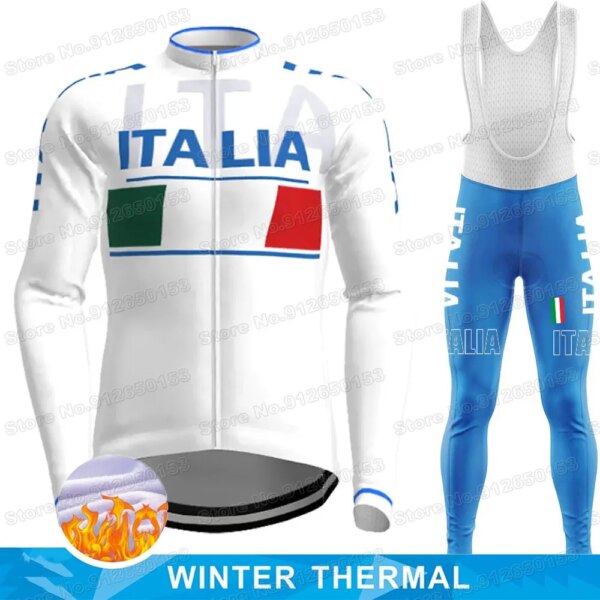 Conjunto de Jersey de Ciclismo del equipo italiano para hombre, ropa de Ciclismo de invierno, chaqueta térmica para bicicleta de montaña, traje de Ciclismo de montaña, 2022