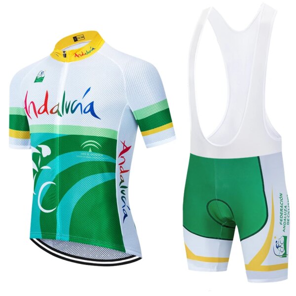 2023 Andalucía Ciclismo Jersey hombres mujeres amarillo bicicleta Maillot pantalones cortos conjunto Ropa Ciclismo MTB verano bicicleta camiseta Pantalones