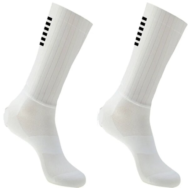 Calcetines aerodinámicos de silicona antideslizantes para hombre, Calcetines blancos para ciclismo, deporte de bicicleta, correr, 2023