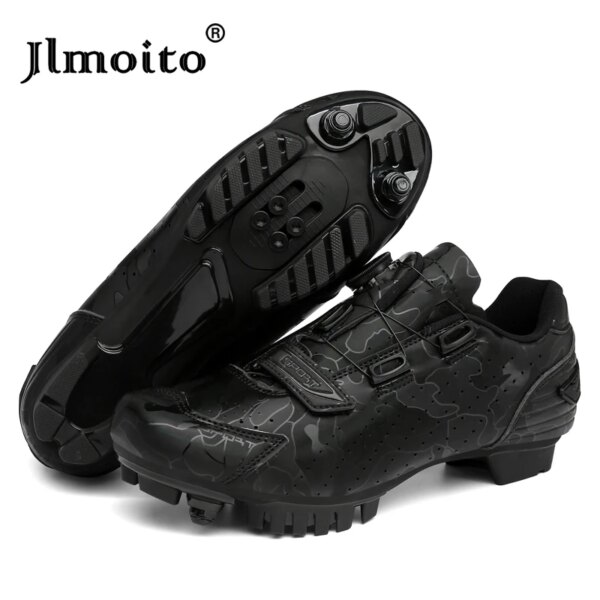 Zapatos de Ciclismo MTB para hombre y mujer, zapatillas negras para bicicleta de carretera, zapatos de carreras con autosujeción, 2023