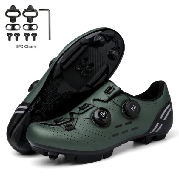 Zapatos de ciclismo de montaña para hombre, zapatillas planas de velocidad, botas de Ciclismo de Carretera, con Clip, pedales, Spd, 2023