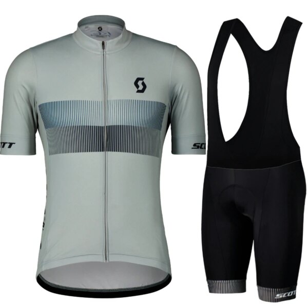 SCOTT-Conjunto de Jersey de ciclismo de manga corta para hombre, conjunto de Jersey de ciclismo Anti-UV, ropa de ciclismo de verano para equipo profesional, 2023