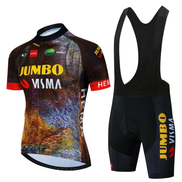 2023 equipo JUMBO VISMA Ciclismo Jersey conjunto 19D bicicleta pantalones cortos conjunto MTB Ropa Ciclismo hombres manga corta bicicleta camisas Maillot Ropa