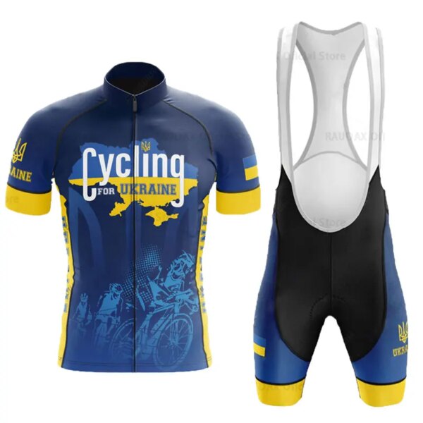 2023 Ucrania equipo deportivo de manga corta ciclismo Jersey traje de verano para hombre deporte al aire libre traje de bicicleta transpirable ropa para bicicleta de montaña