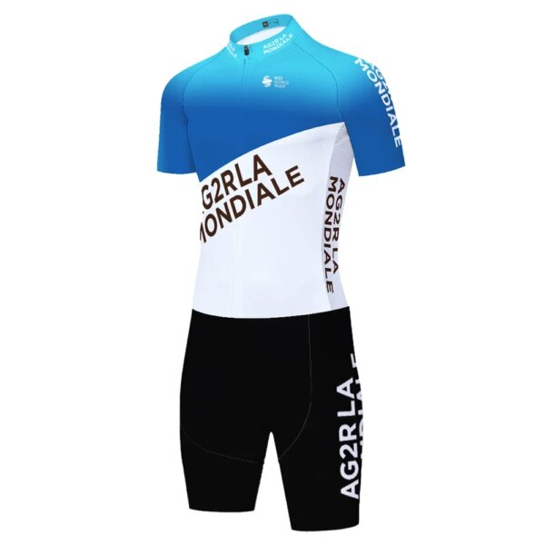 2024 AG2R ciclismo skinsuit 20D gel pad bicicleta mono traje de triatlón con tres bolsillos de secado rápido completo ciclismo estivo